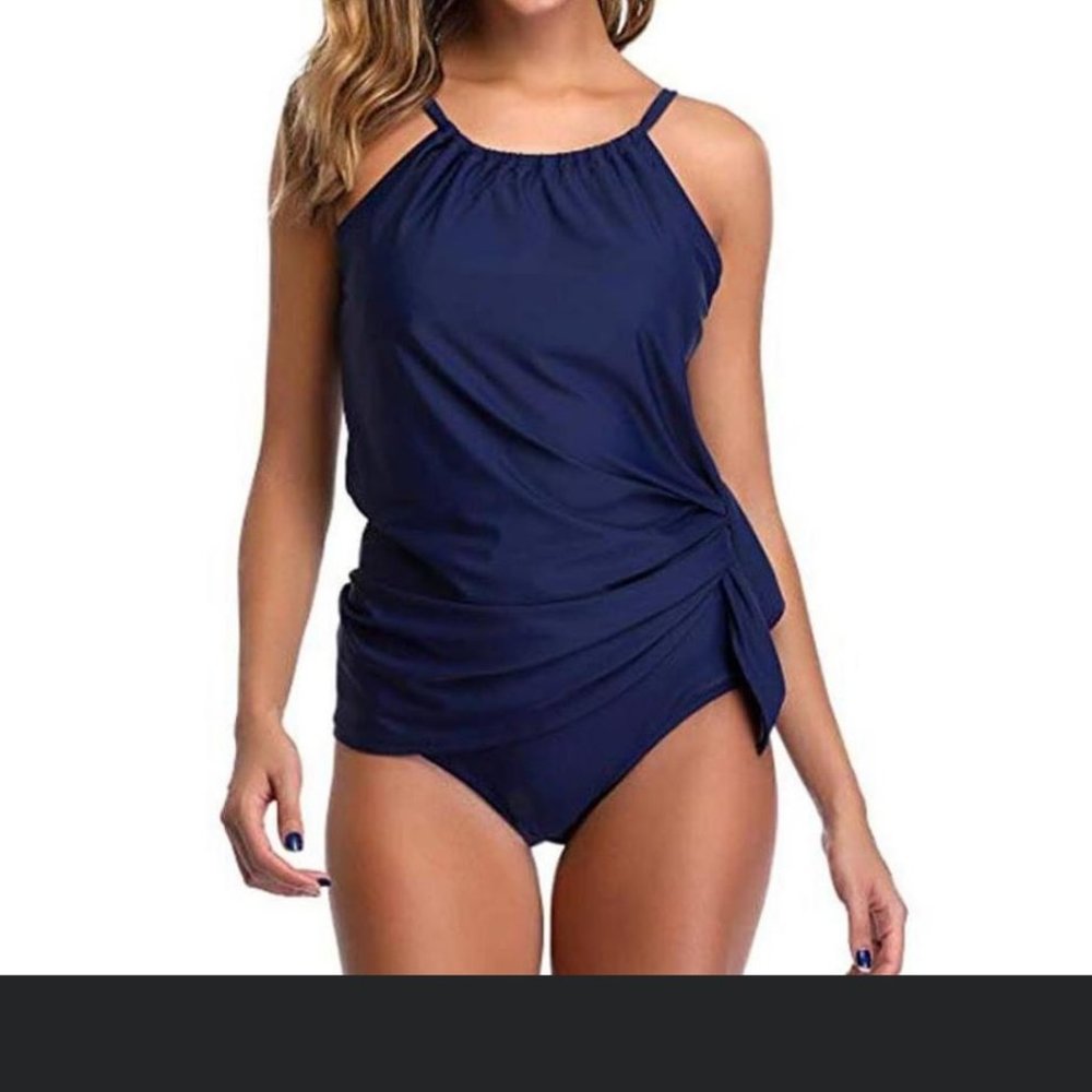 Beachissi Navy 2pc Halter Tankini